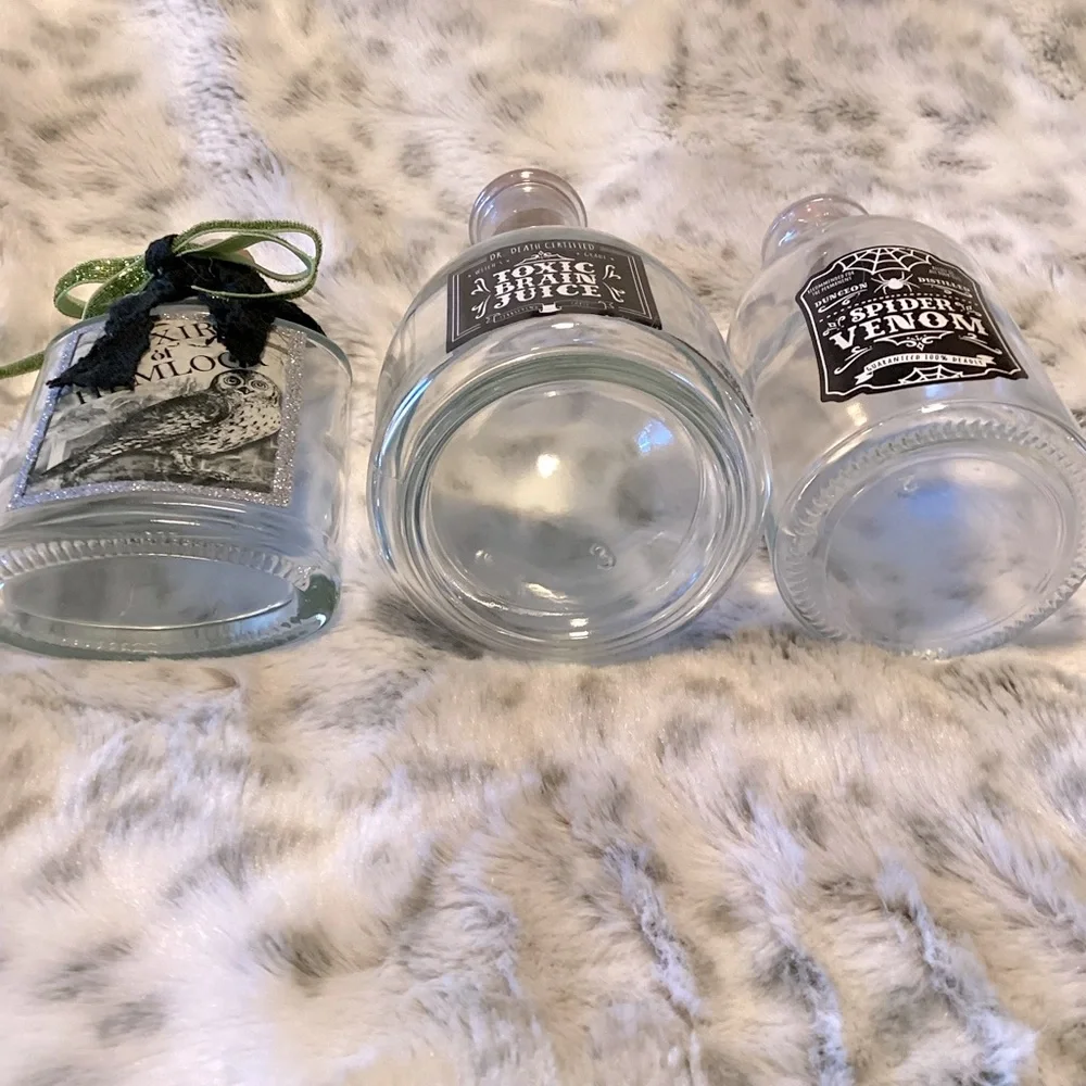 Halloween Potion Bottles Set - Clear Glass